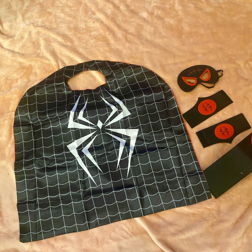 Black Spider Web Cape and Mask Set